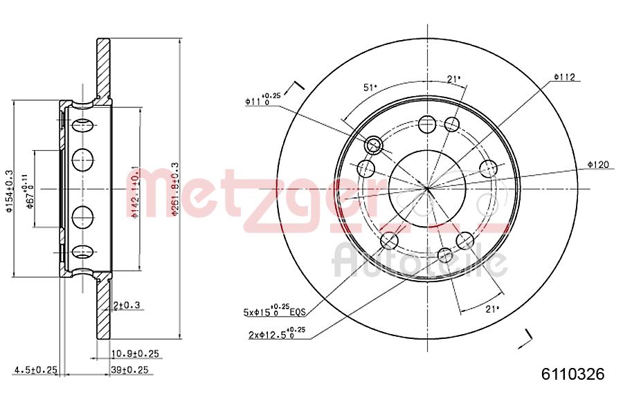 METZGER 6110326 Bremsscheibe