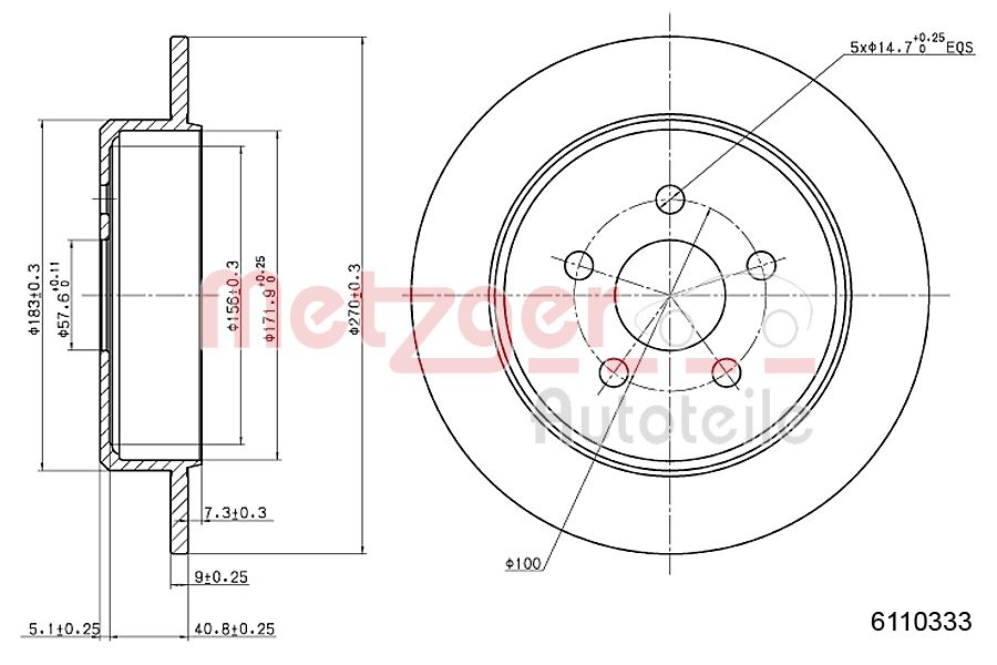 METZGER 6110333 Bremsscheibe