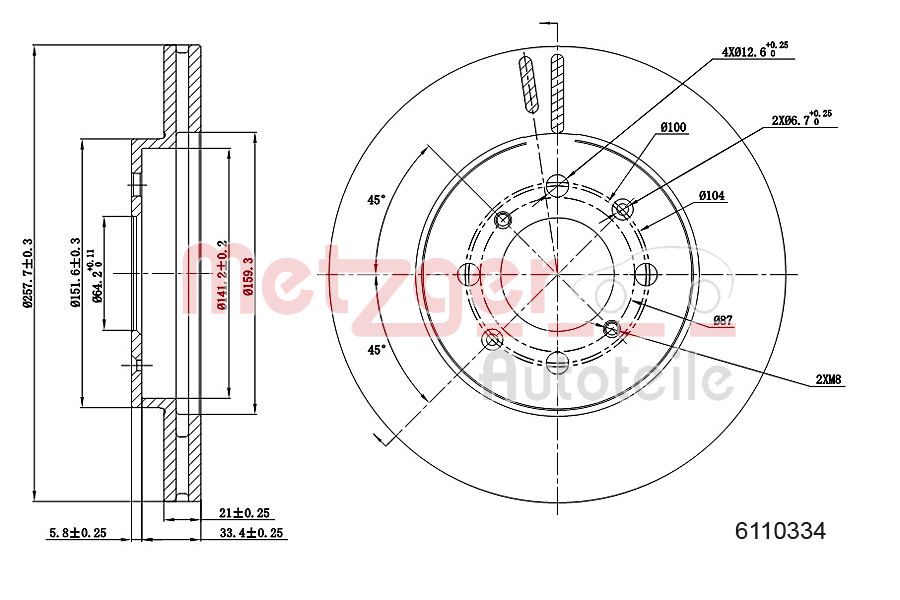 METZGER 6110334 Bremsscheibe