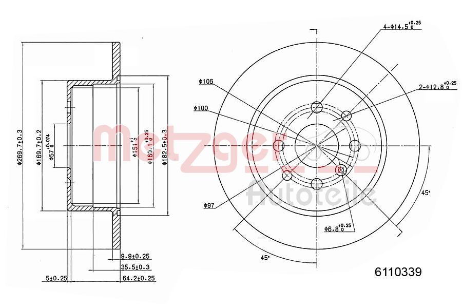 METZGER 6110339 Bremsscheibe