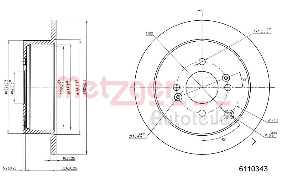 METZGER 6110343 Bremsscheibe