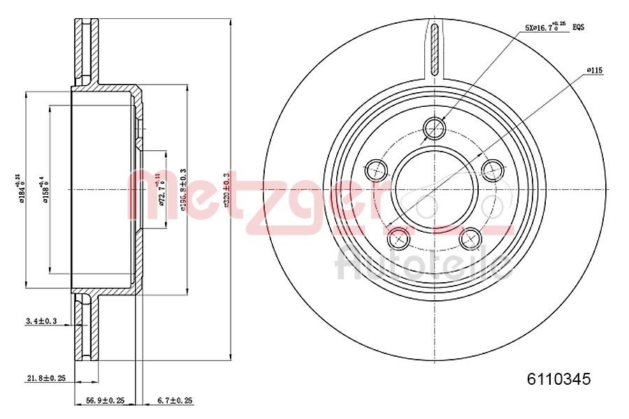 METZGER 6110345 Bremsscheibe