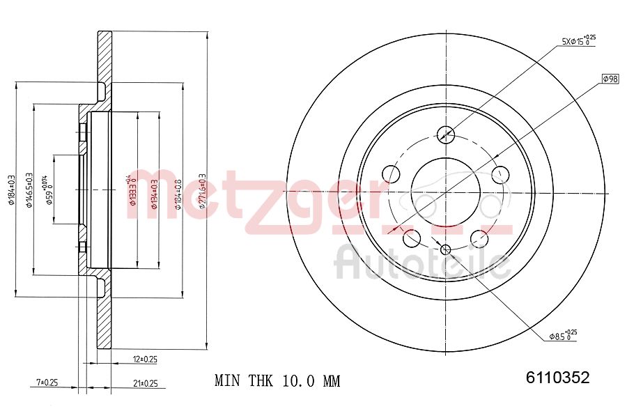 METZGER 6110352 Bremsscheibe