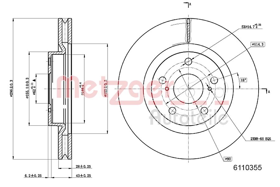 METZGER 6110355 GREENPARTS Bremsscheibe