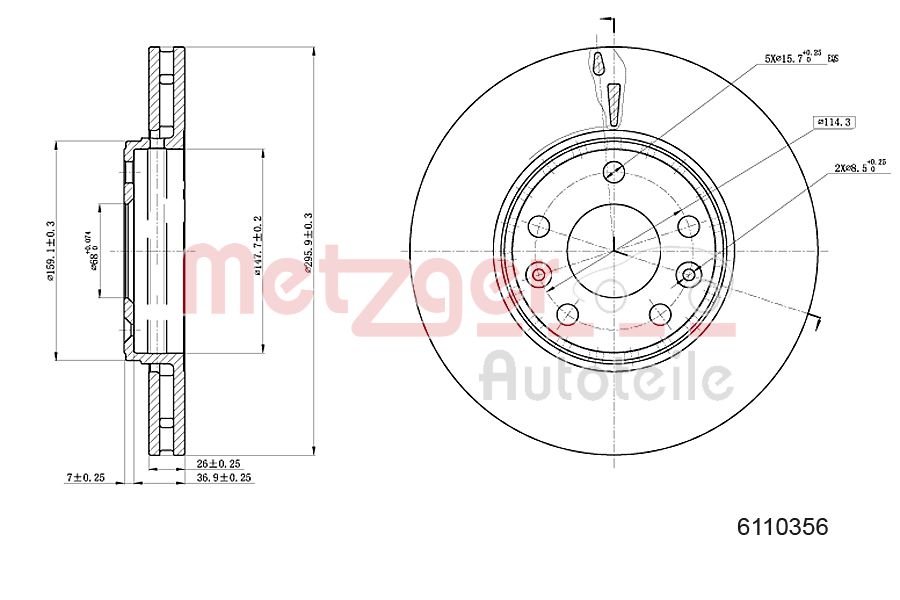METZGER 6110356 Bremsscheibe