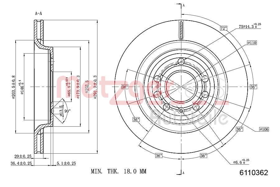 METZGER 6110362 Bremsscheibe