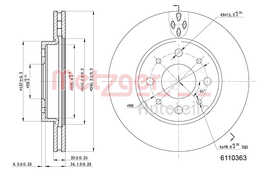 METZGER 6110363 Bremsscheibe