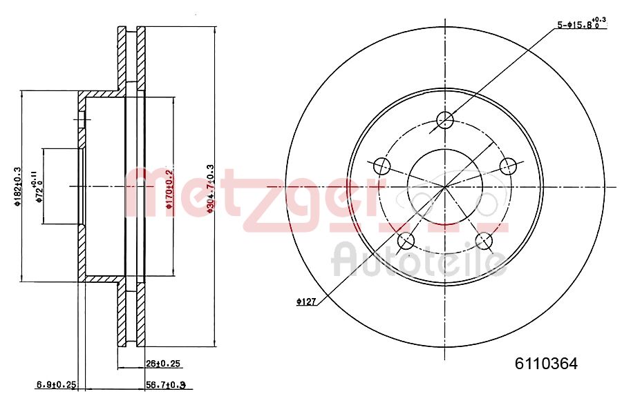 METZGER 6110364 Bremsscheibe