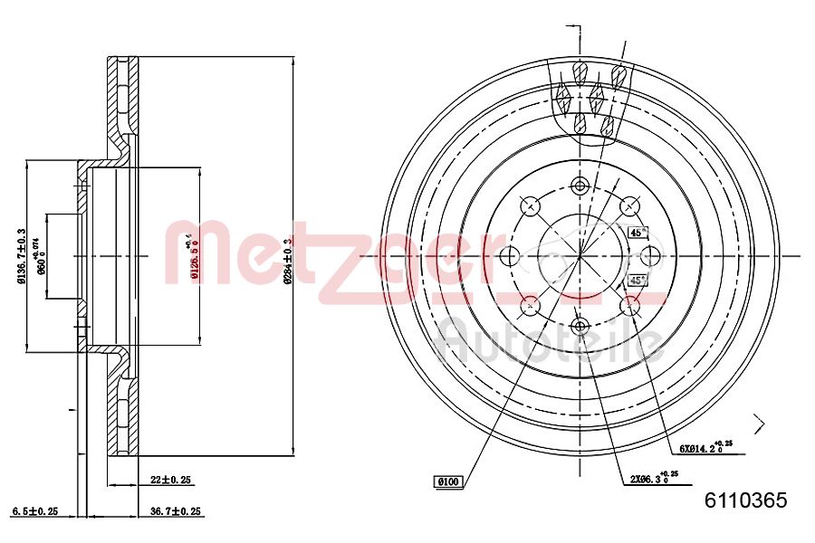 METZGER 6110365 Bremsscheibe