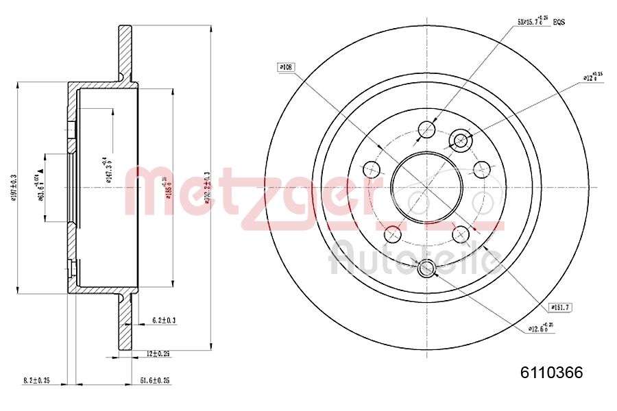 METZGER 6110366 Bremsscheibe
