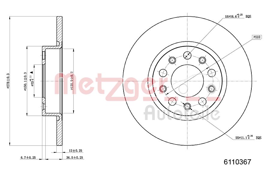 METZGER 6110367 Bremsscheibe