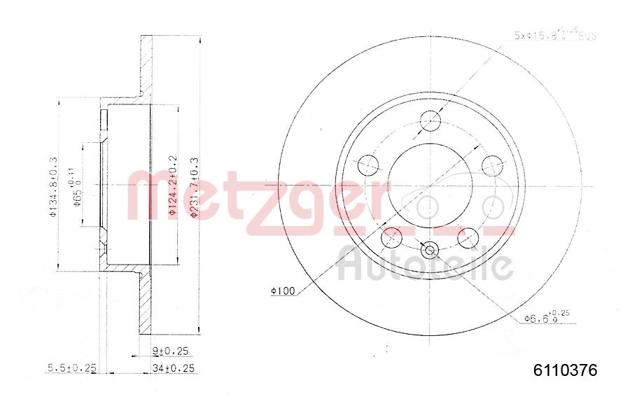 METZGER 6110376 Bremsscheibe