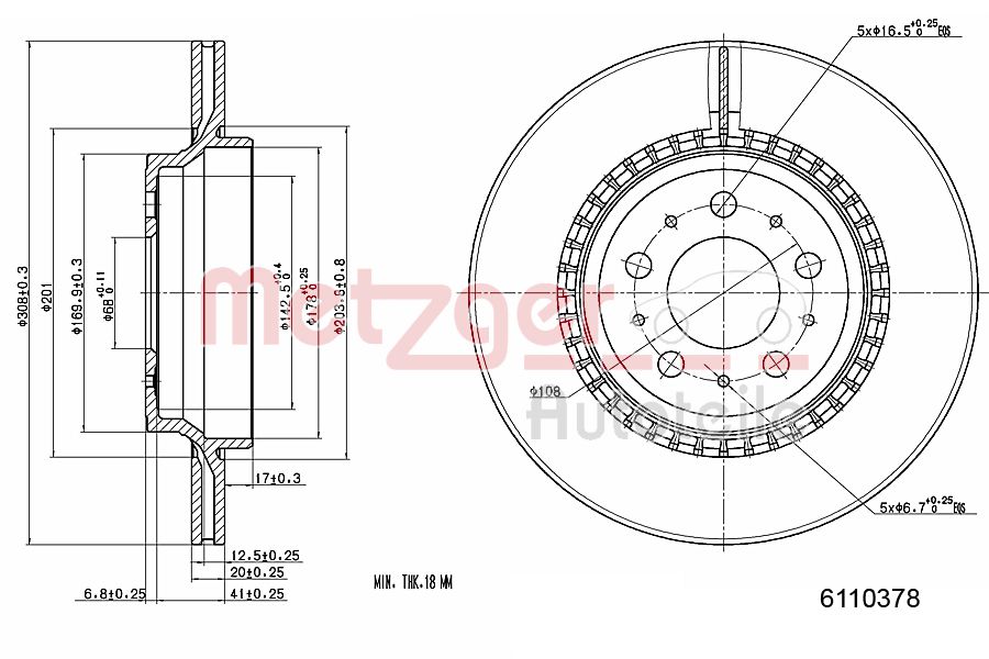 METZGER 6110378 GREENPARTS Bremsscheibe