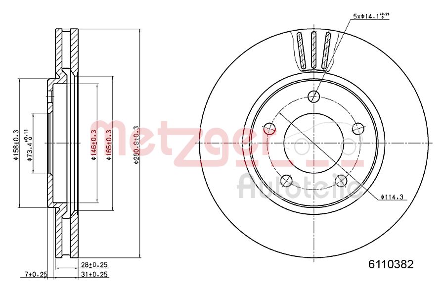 METZGER 6110382 Bremsscheibe