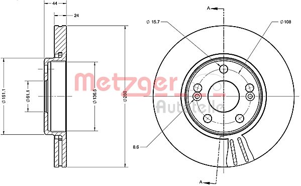 METZGER 6110386 Bremsscheibe