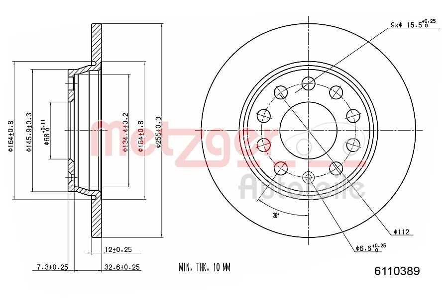 METZGER 6110389 Bremsscheibe