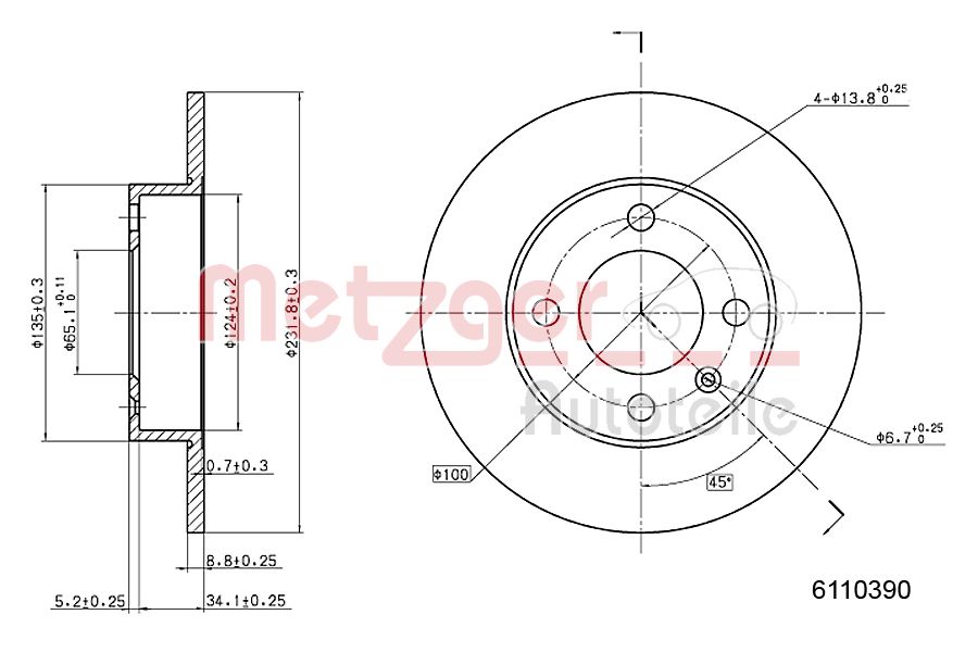 METZGER 6110390 Bremsscheibe