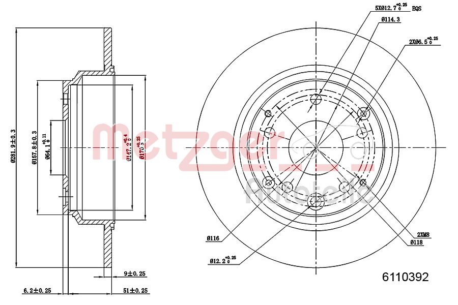METZGER 6110392 Bremsscheibe