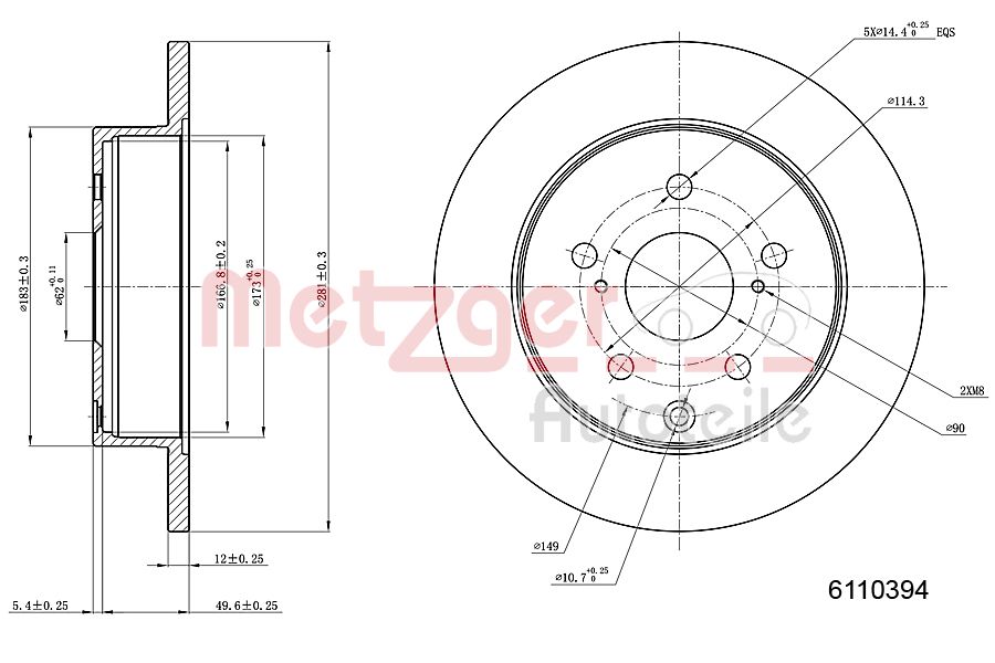 METZGER 6110394 GREENPARTS Bremsscheibe