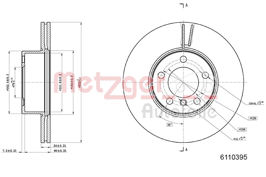 METZGER 6110395 GREENPARTS Bremsscheibe