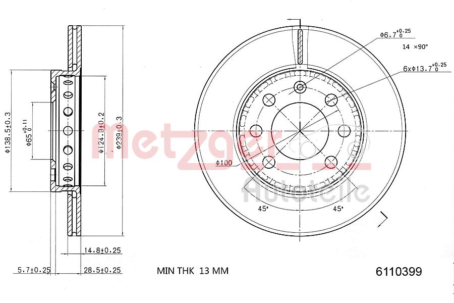 METZGER 6110399 Bremsscheibe