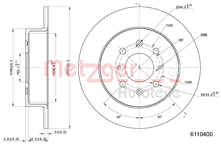 METZGER 6110400 GREENPARTS Bremsscheibe