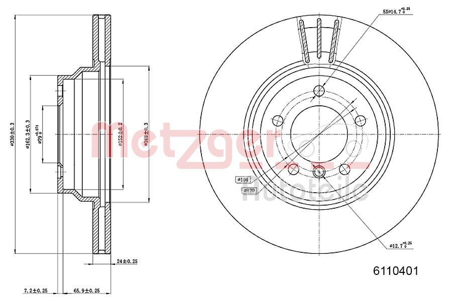 METZGER 6110401 Bremsscheibe