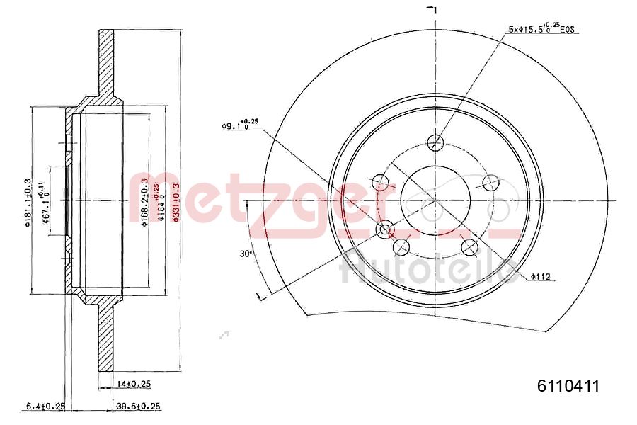 METZGER 6110411 Bremsscheibe