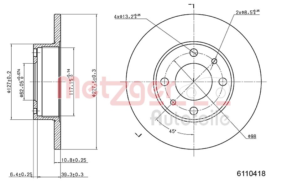 METZGER 6110418 Bremsscheibe