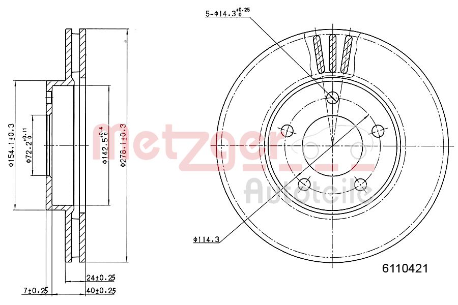 METZGER 6110421 Bremsscheibe