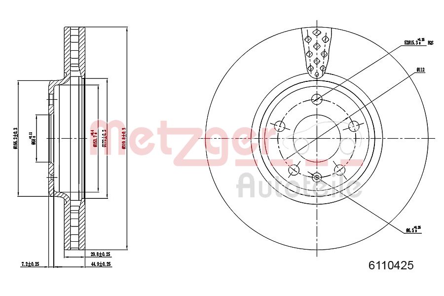 METZGER 6110425 Bremsscheibe