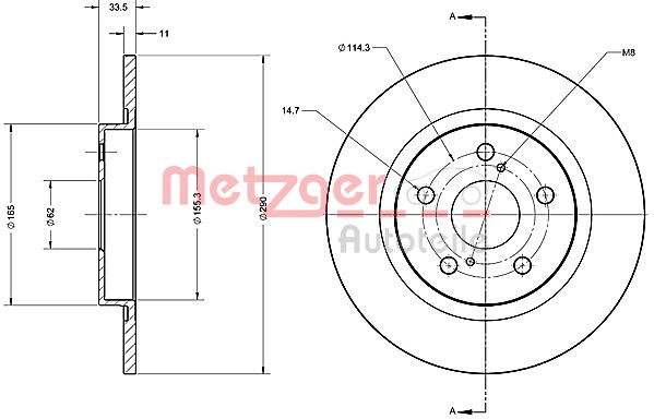 METZGER 6110427 Bremsscheibe