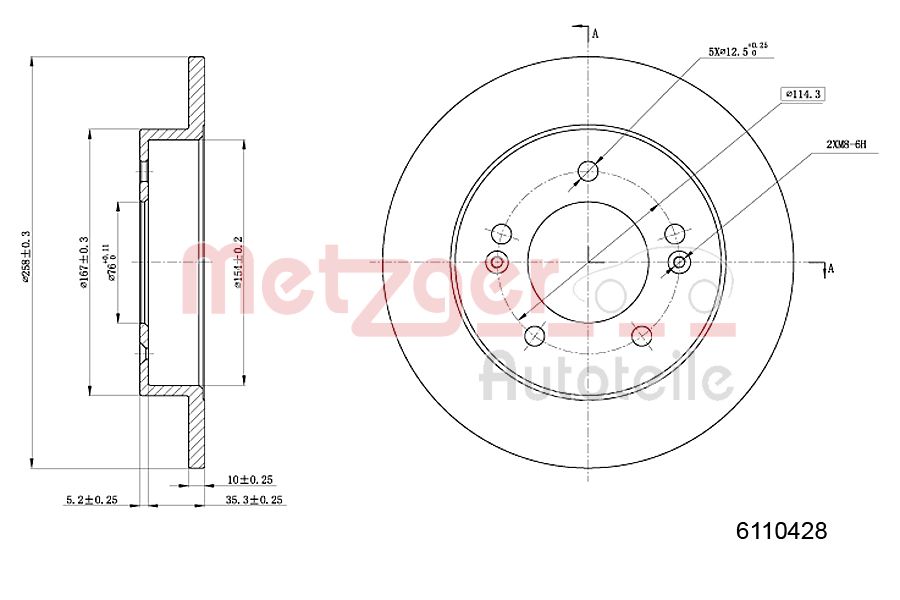 METZGER 6110428 Bremsscheibe
