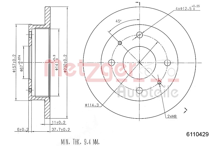METZGER 6110429 Bremsscheibe