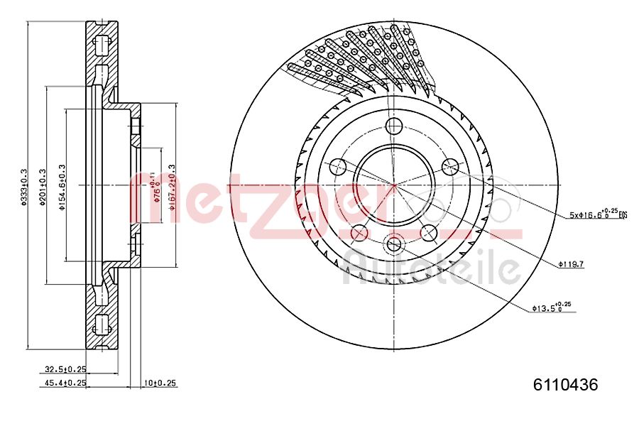 METZGER 6110436 Bremsscheibe