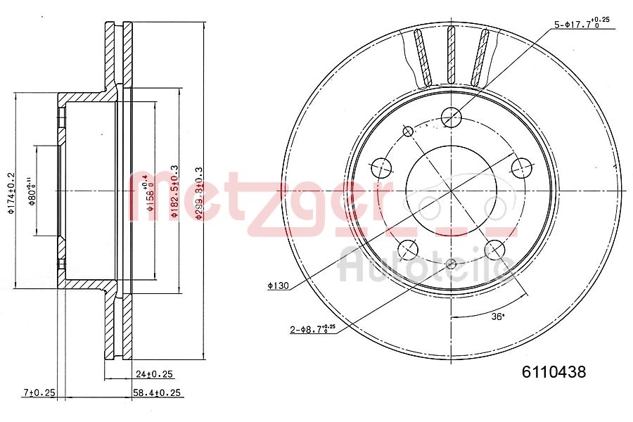 METZGER 6110438 Bremsscheibe