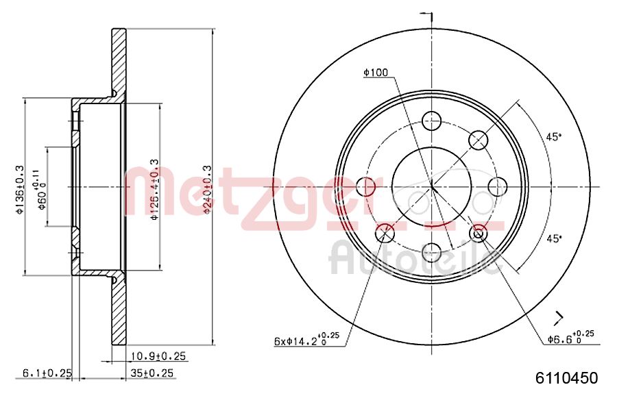 METZGER 6110450 Bremsscheibe