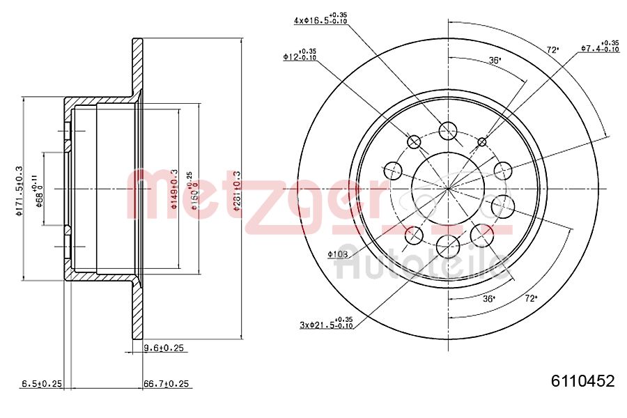 METZGER 6110452 Bremsscheibe