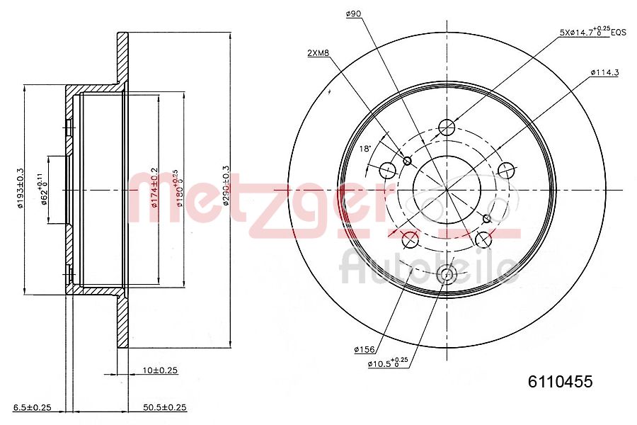 METZGER 6110455 Bremsscheibe