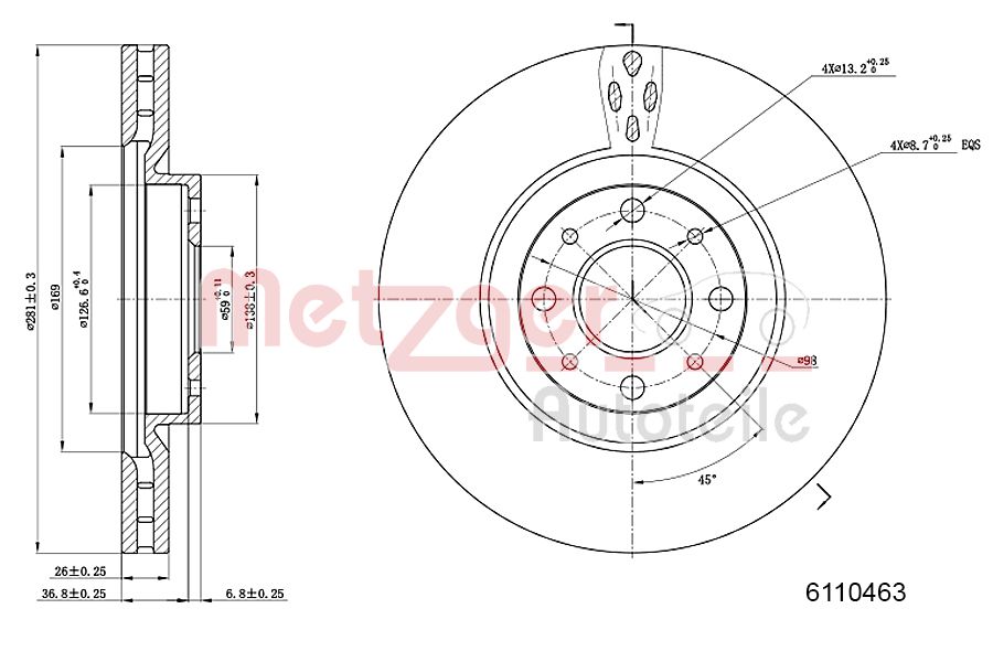 METZGER 6110463 Bremsscheibe
