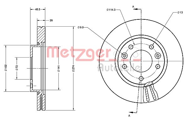 METZGER 6110466 Bremsscheibe