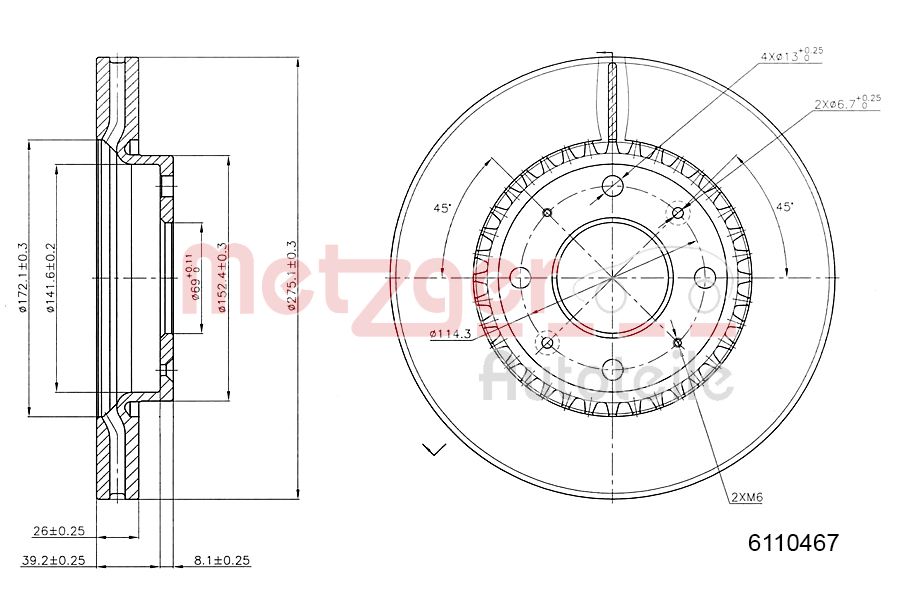 METZGER 6110467 Bremsscheibe