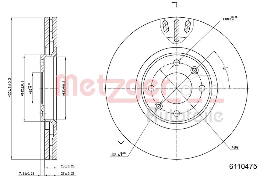 METZGER 6110475 Bremsscheibe
