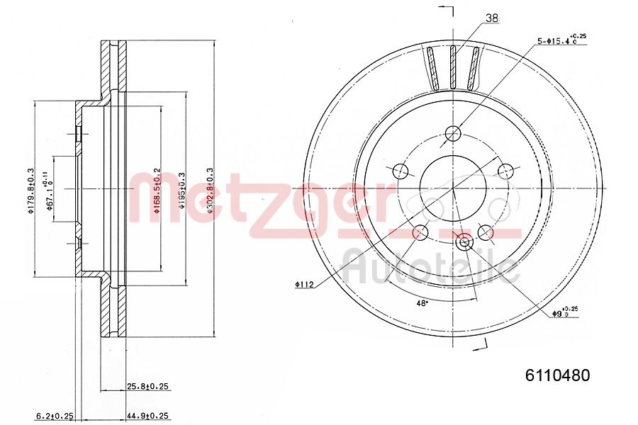 METZGER 6110480 Bremsscheibe