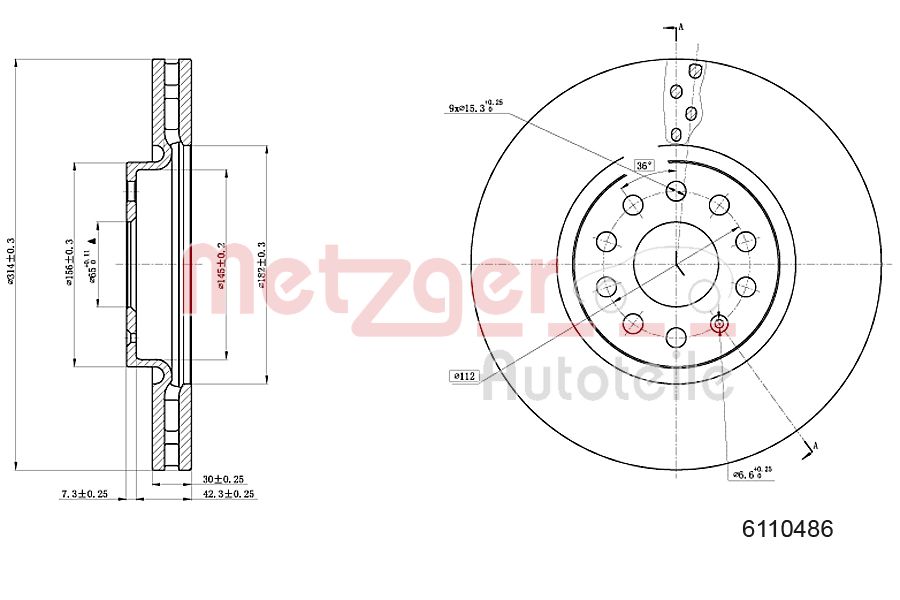 METZGER 6110486 Bremsscheibe
