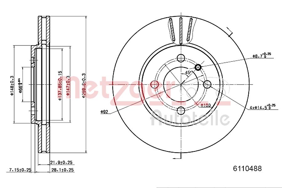 METZGER 6110488 Bremsscheibe