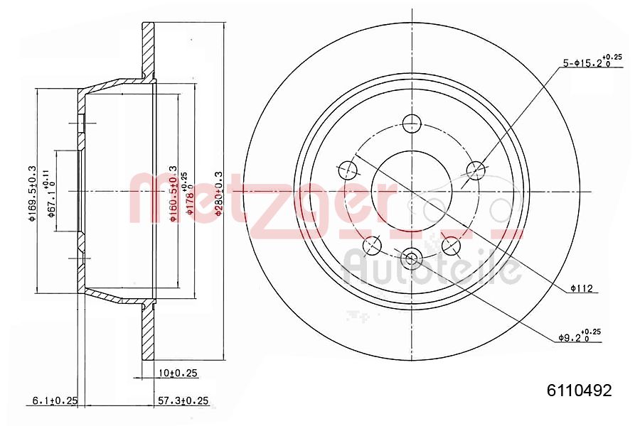 METZGER 6110492 Bremsscheibe