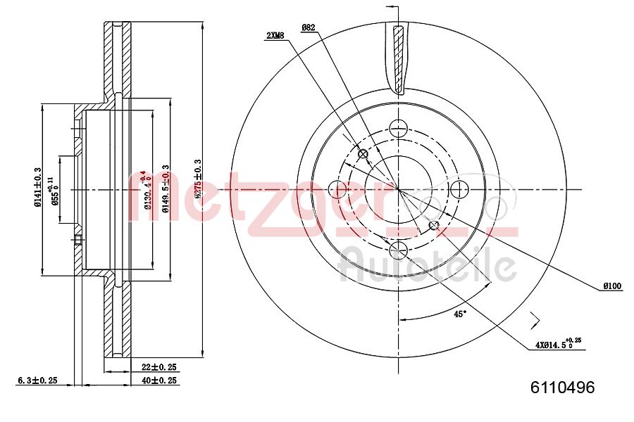 METZGER 6110496 GREENPARTS Bremsscheibe