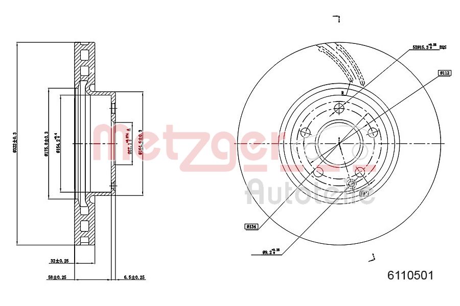 METZGER 6110501 GREENPARTS Bremsscheibe