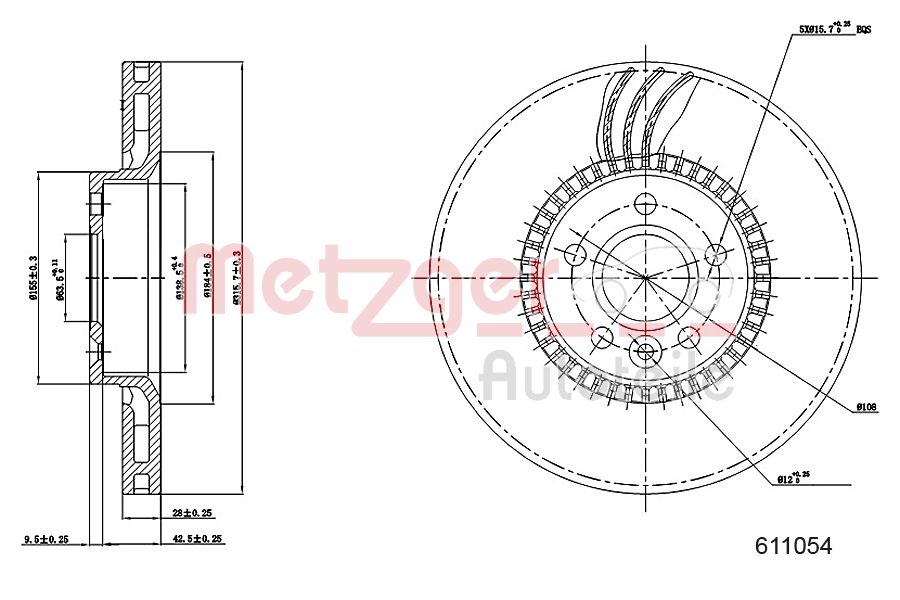 METZGER 6110504 GREENPARTS Bremsscheibe